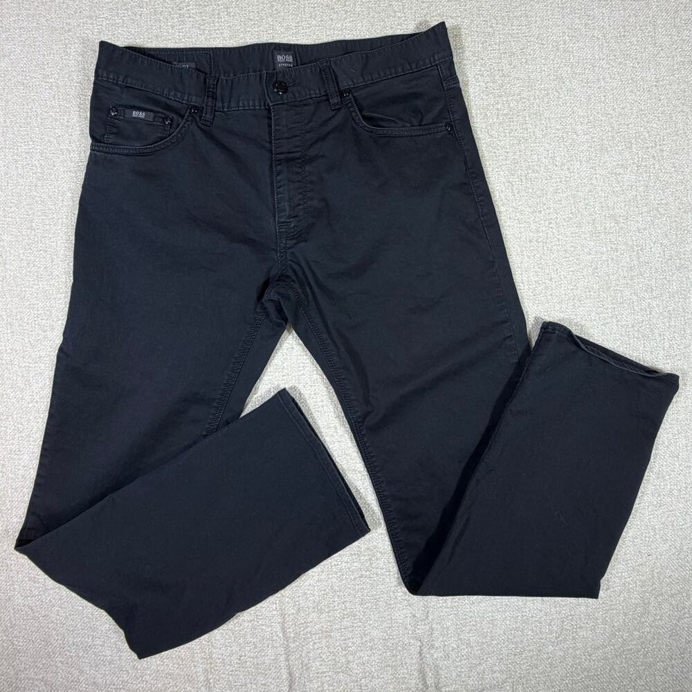 Boss Hugo Boss Men's 34x32 Black Stretch 5 Pocket Straight Leg Casual Fit Pants